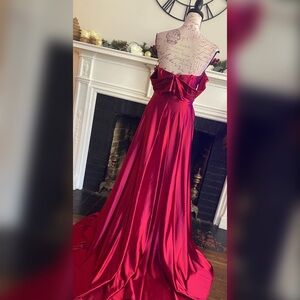 Burgundy red sparkly prom dress formal dress wedding guest dress mother of bride